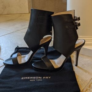 Emerson Fry black Italian leather cuff heels